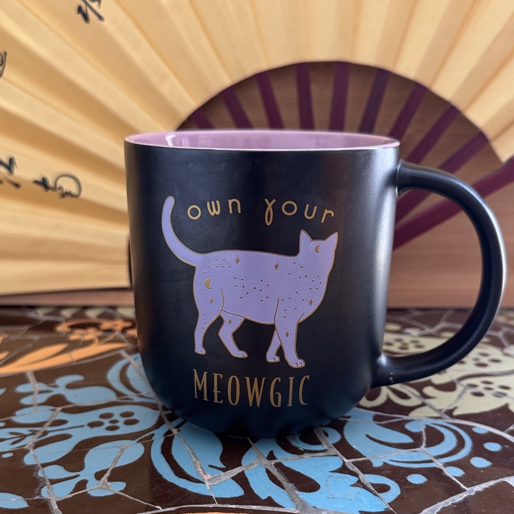 “MEOWGIC” Black and Purple Cat Mug